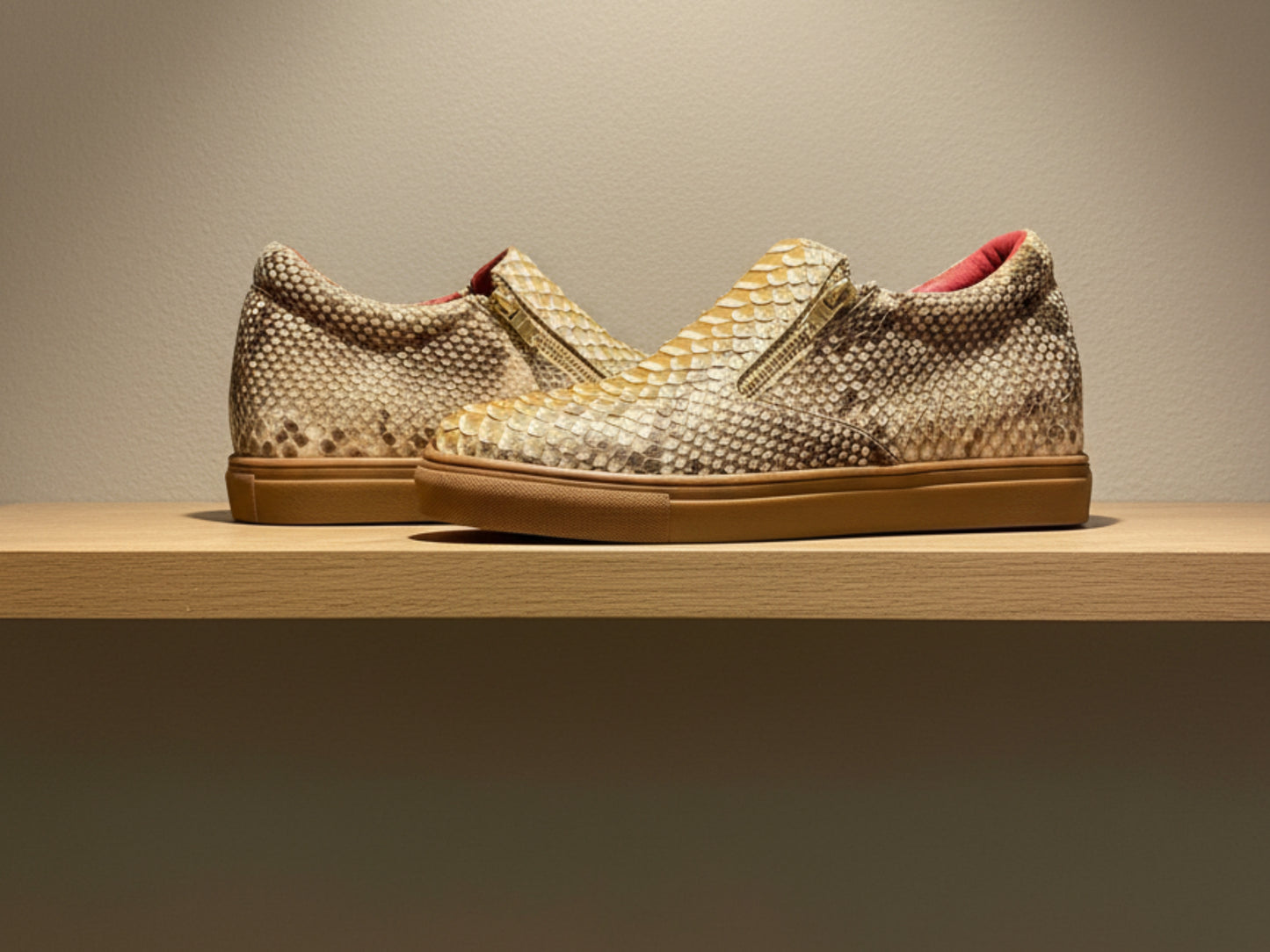 Genuine Python Snakeskin Shoes: Handmade Real Exotic Leather Sneakers