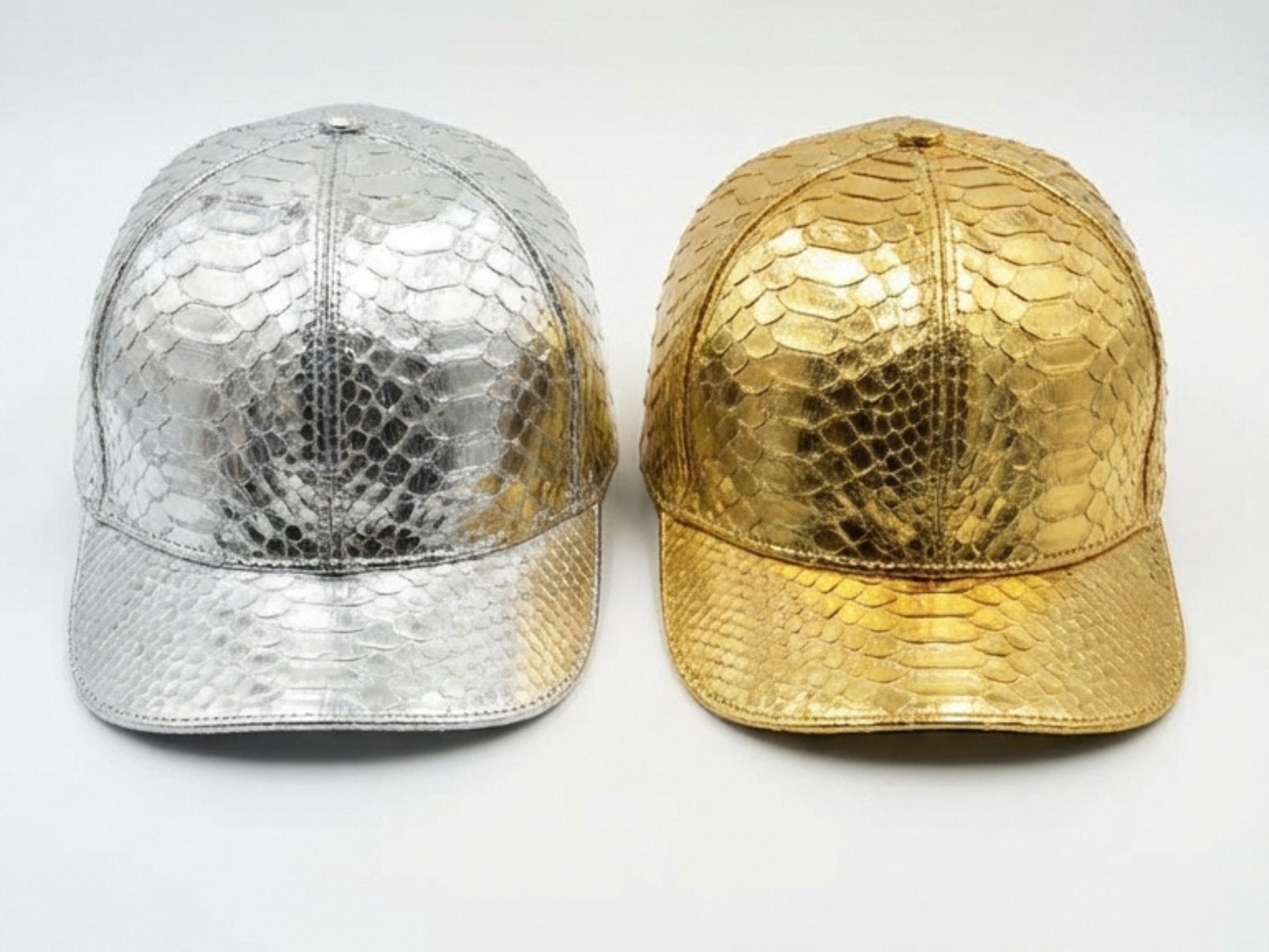 Metallic Silver & Gold Genuine Python Snakeskin Hat