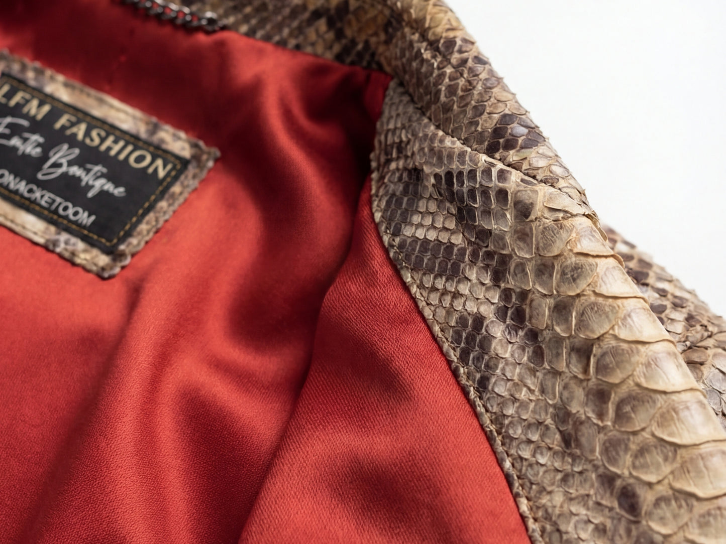 Genuine Python Snakeskin Biker Jacket for Men | Handmade Brown Exotic Leather Motorcycle Jacket