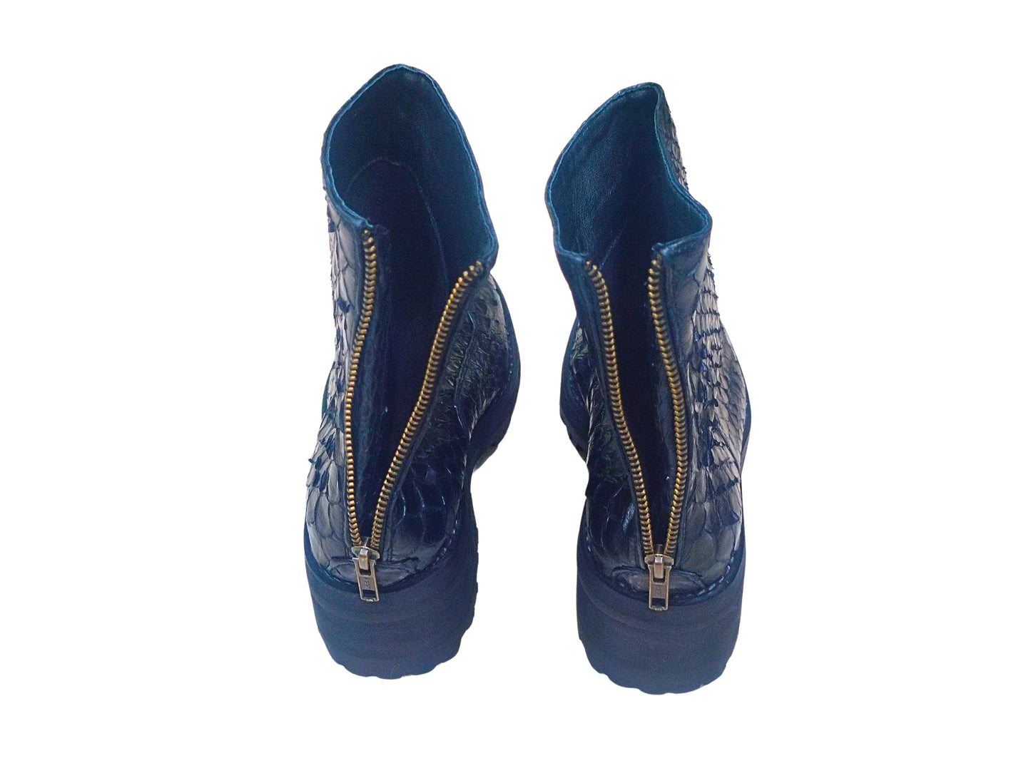 Fashion Snakeskin Leather Boots - 2