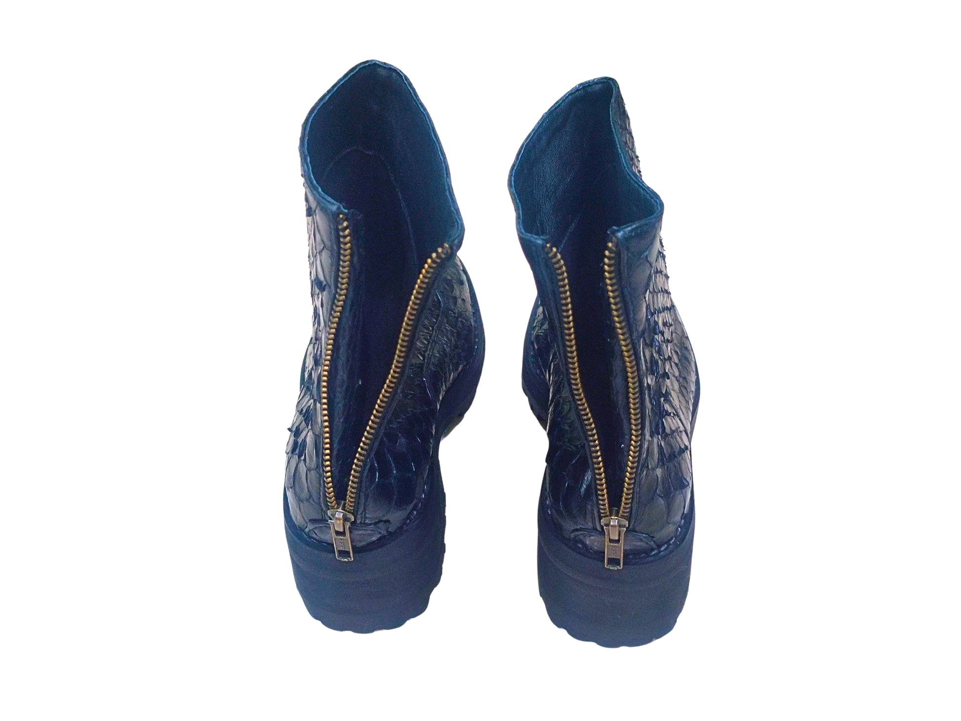 Fashion Snakeskin Leather Boots - 2