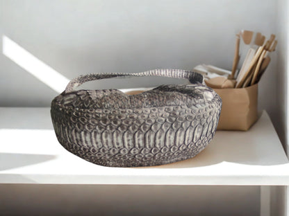 real snakeskin Croissant Small Leather Shoulder Bag on bottom side