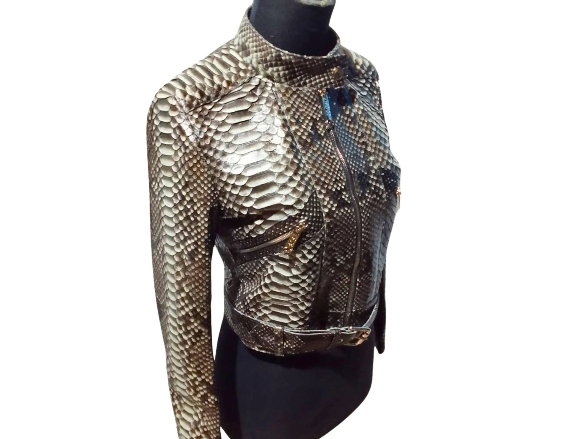 Slim fit Motorcycle Leather Jacket for Women - Python Jacket by LFM Fashion