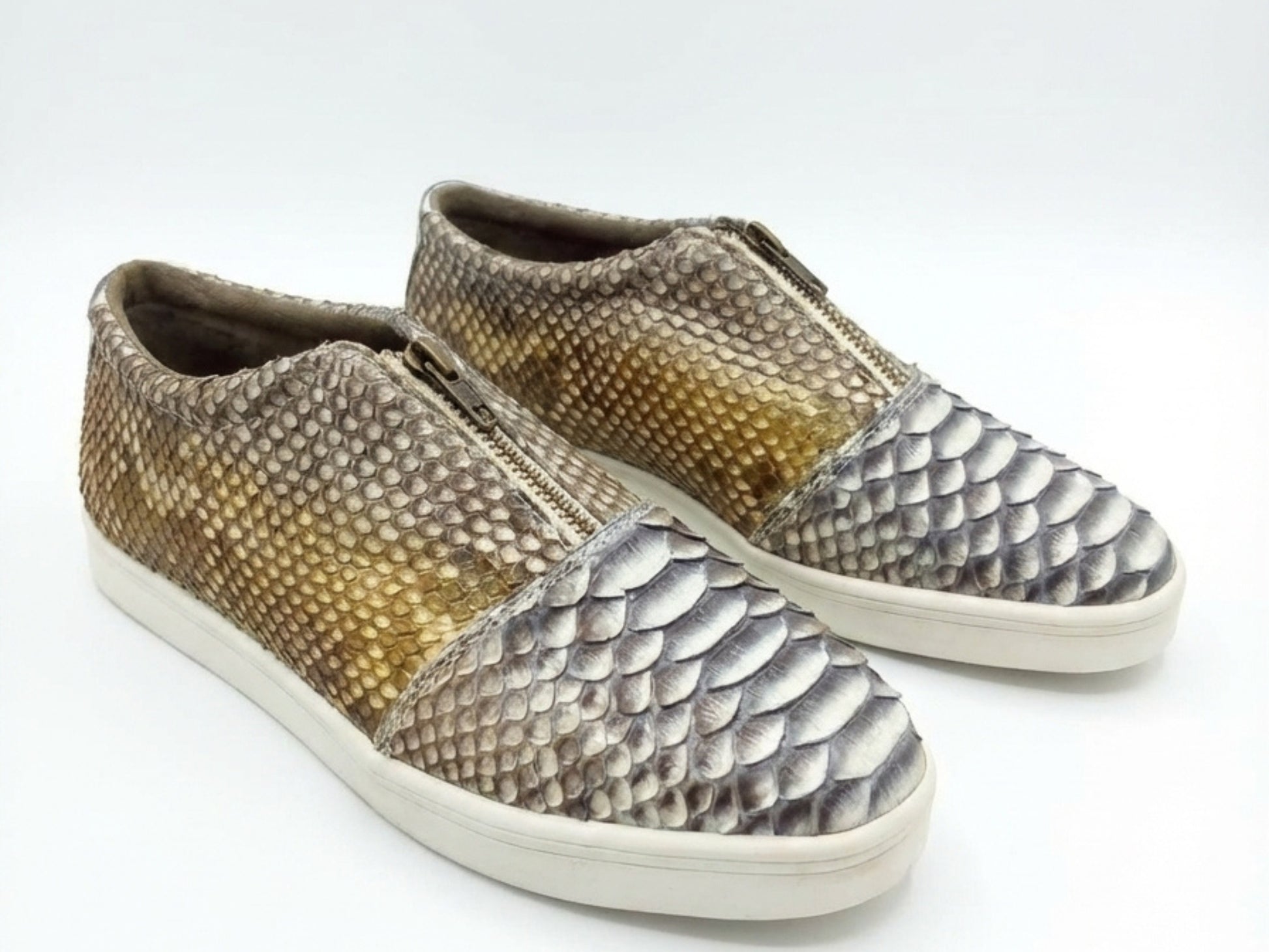 Genuine Python Snakeskin Zipper Loafers for Women