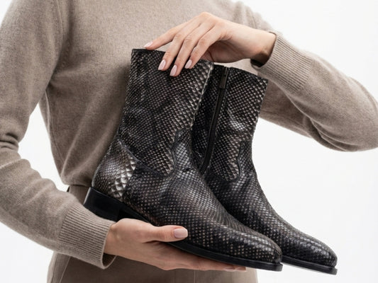 Black Python Snakeskin Boots
