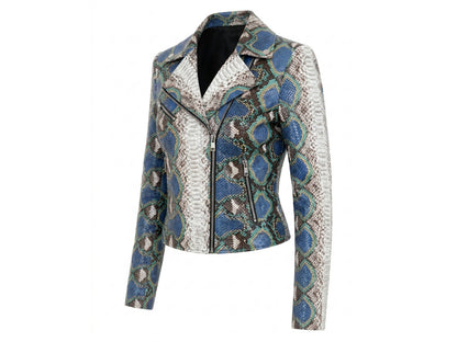 Majestic Blue Python Snakeskin Leather Jacket