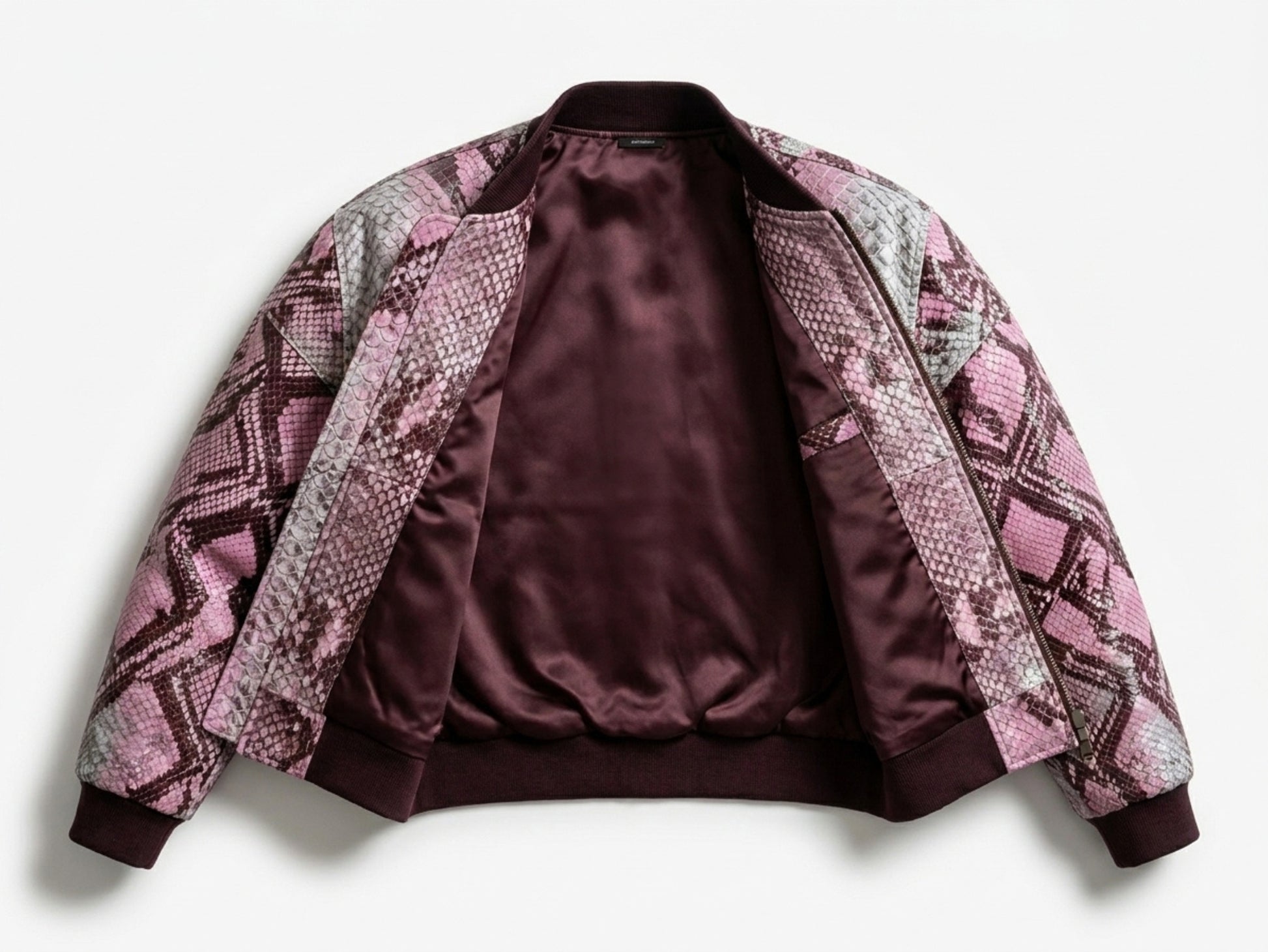 Blush Pink Python Snakeskin Bomber Jacket