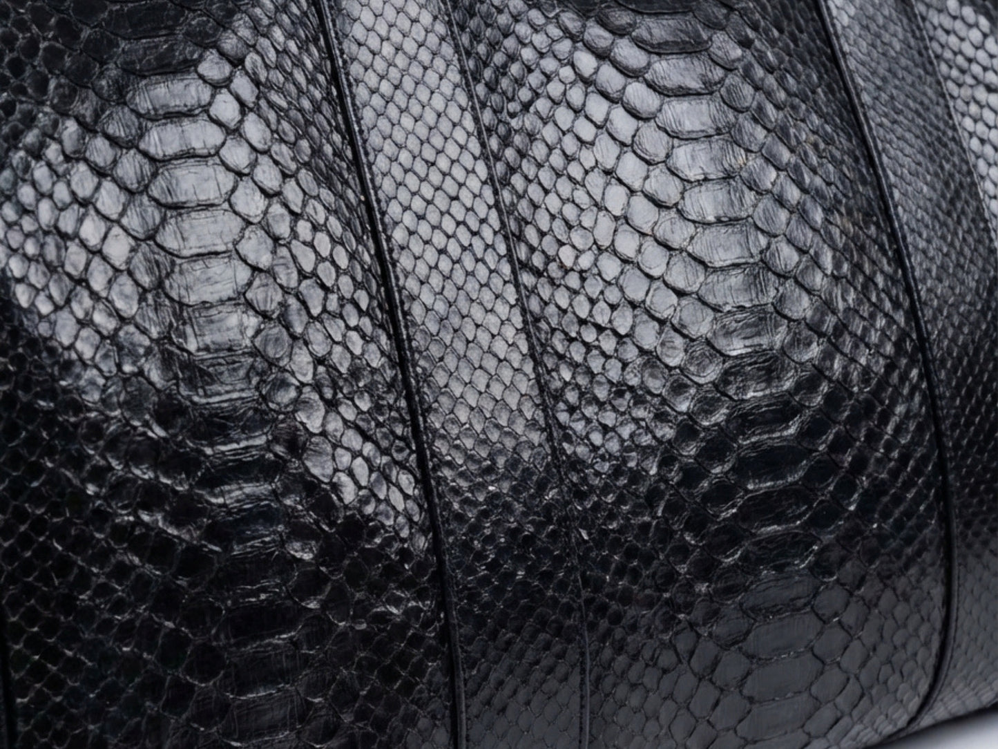 Luxury Genuine Python Snakeskin Leather Black Travel Weekender Bag