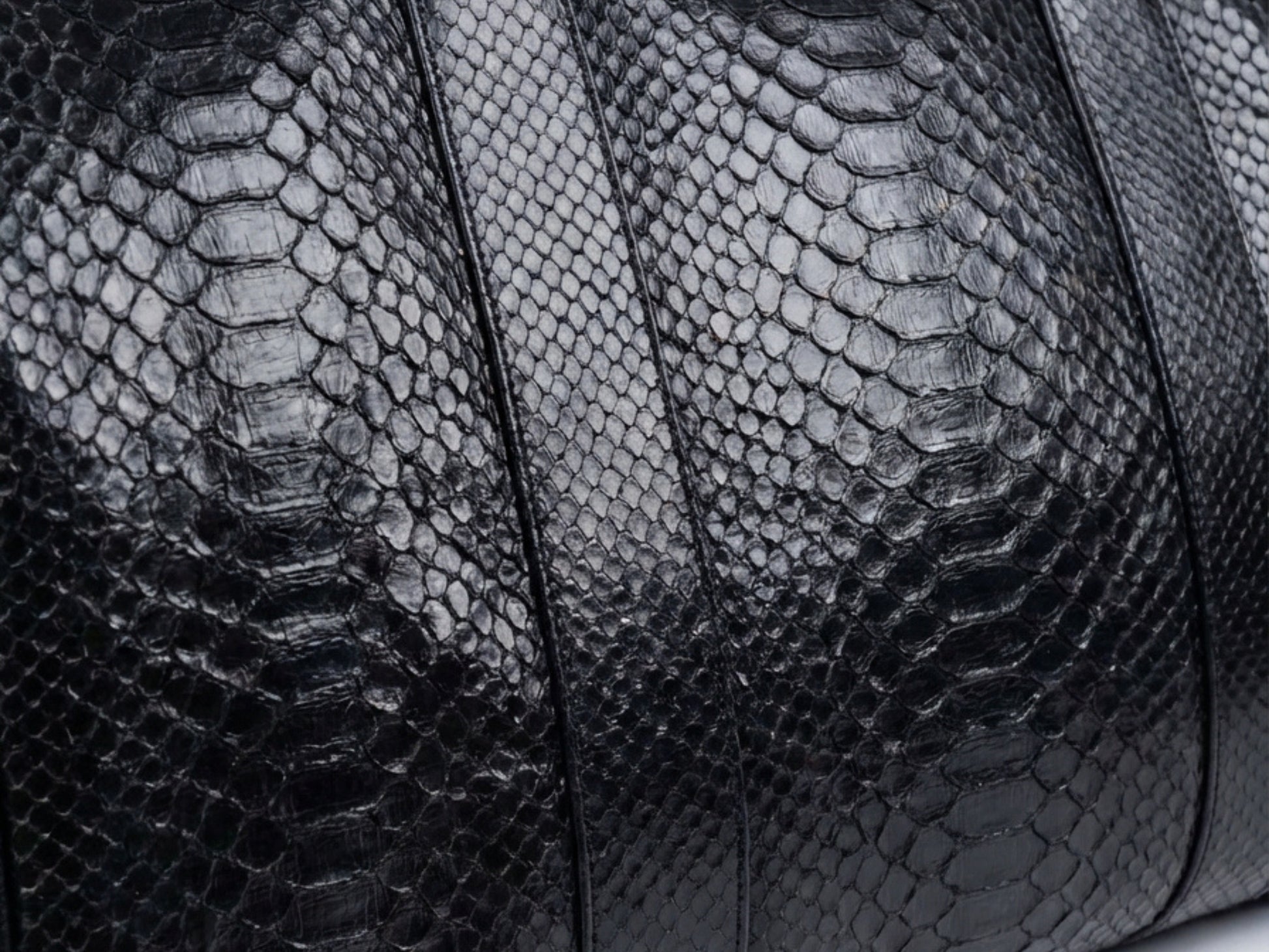 Luxury Genuine Python Snakeskin Leather Black Travel Weekender Bag