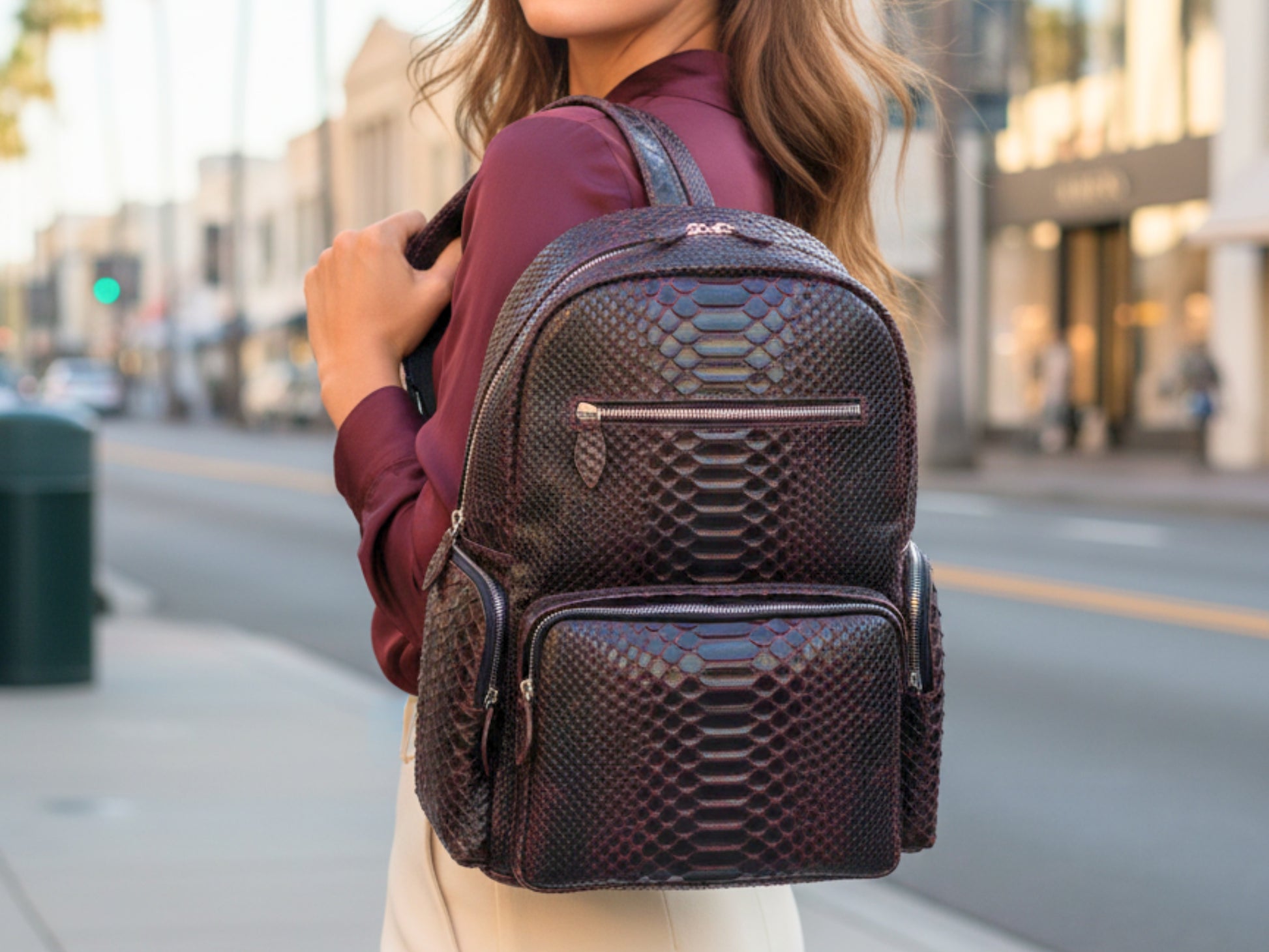 Genuine Python Snakeskin Backpack: Handmade Real Leather Bag for Men & Women