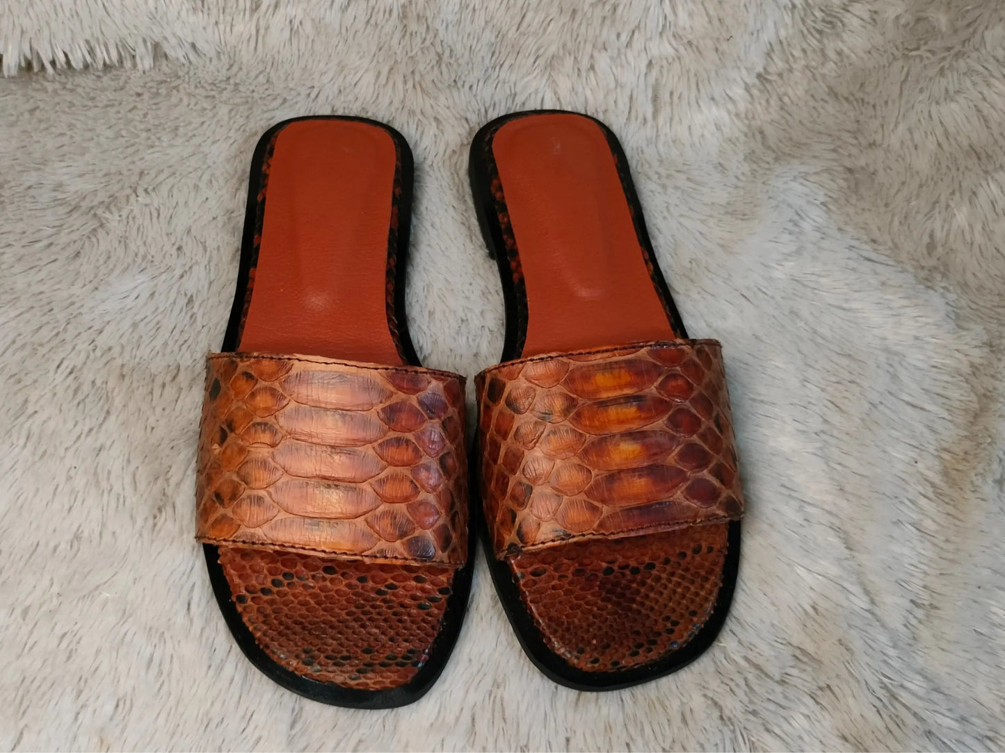 Snake Skin Slip On Summer Sandals - Python Jacket by LFM Fashion