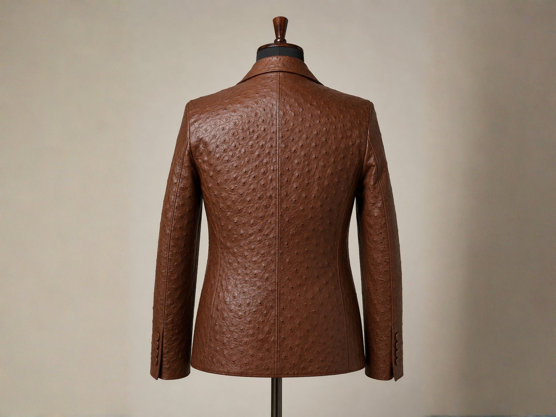 Genuine Ostrich Skin Leather Blazers - Brown