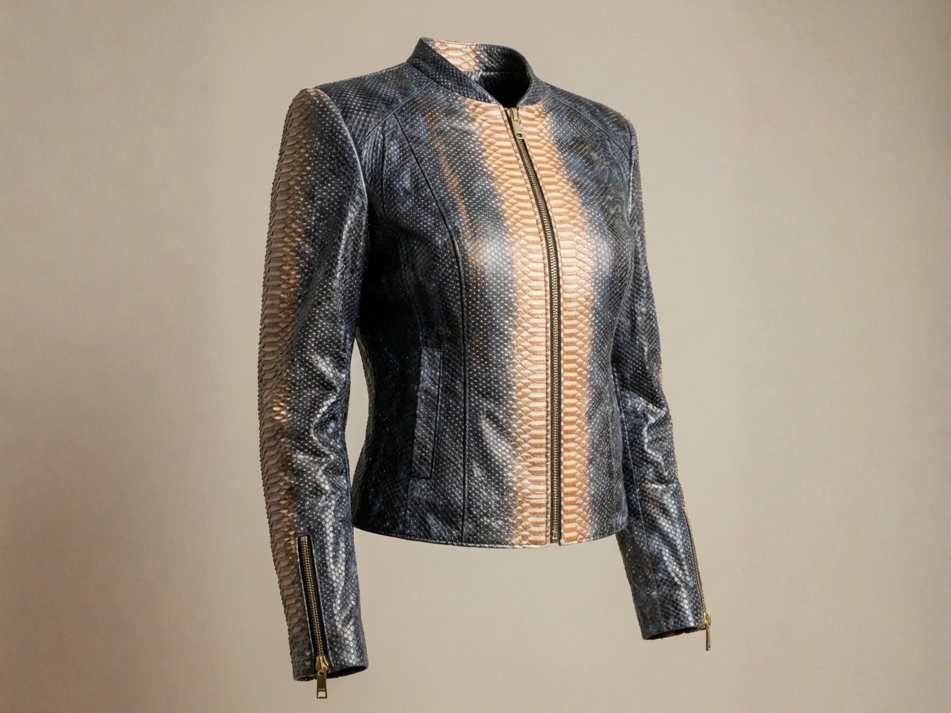 Black Charcoal Python Snakeskin Jacket