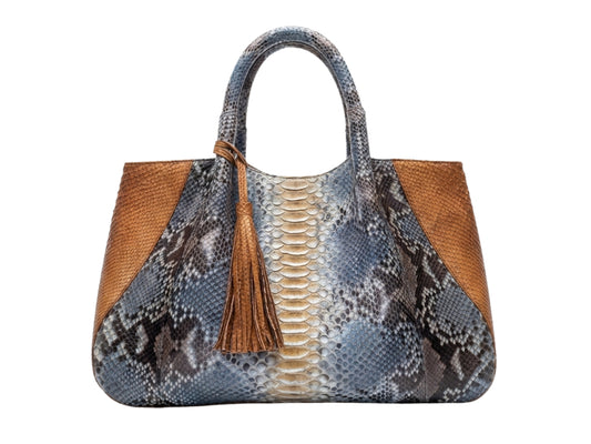 Multi Color Python Snakeskin Tote Leather Bag