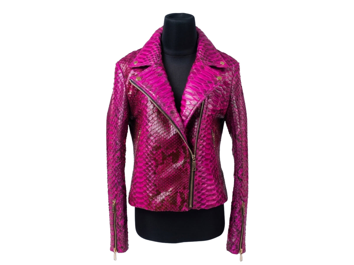 Pink Python Snakeskin Leather Jacket