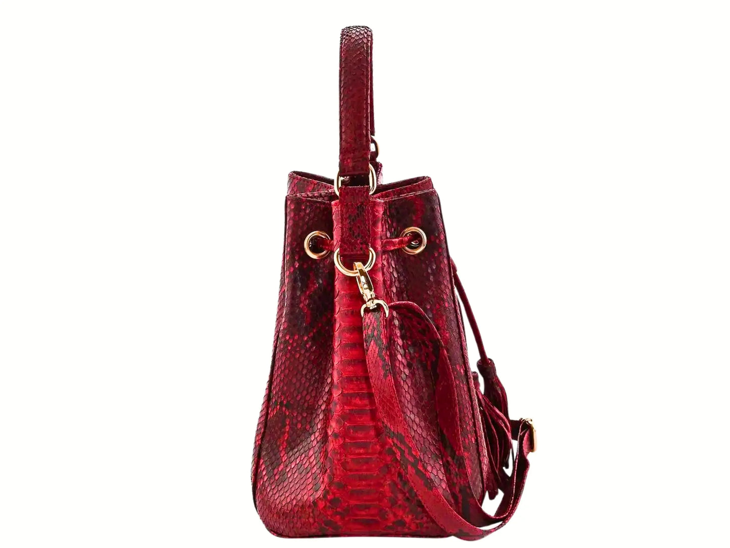 Snakeskin Drawstring Bucket Bag - Python Jacket by LFM Fashion