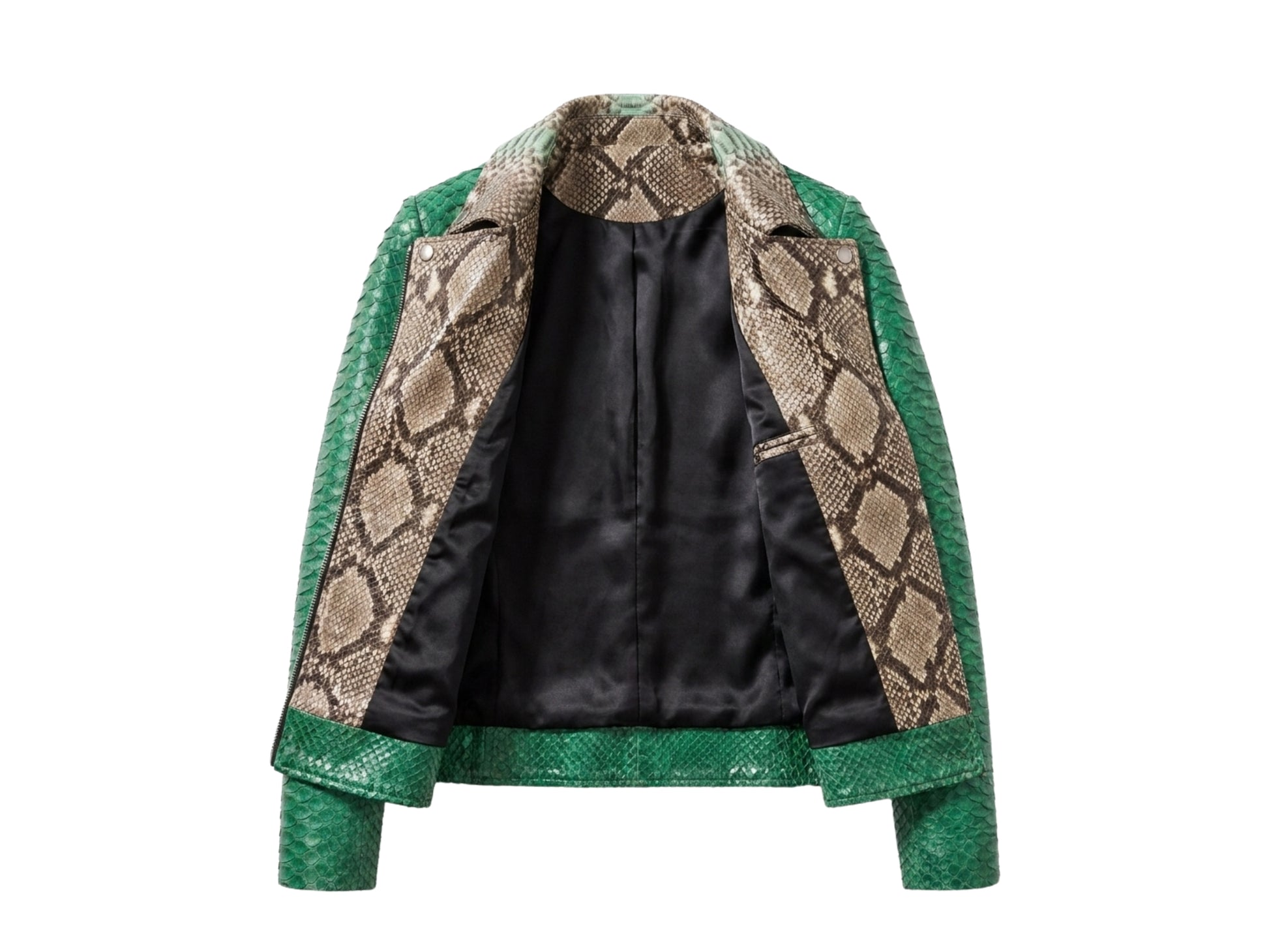 Green Python Snakeskin Leather Jacket
