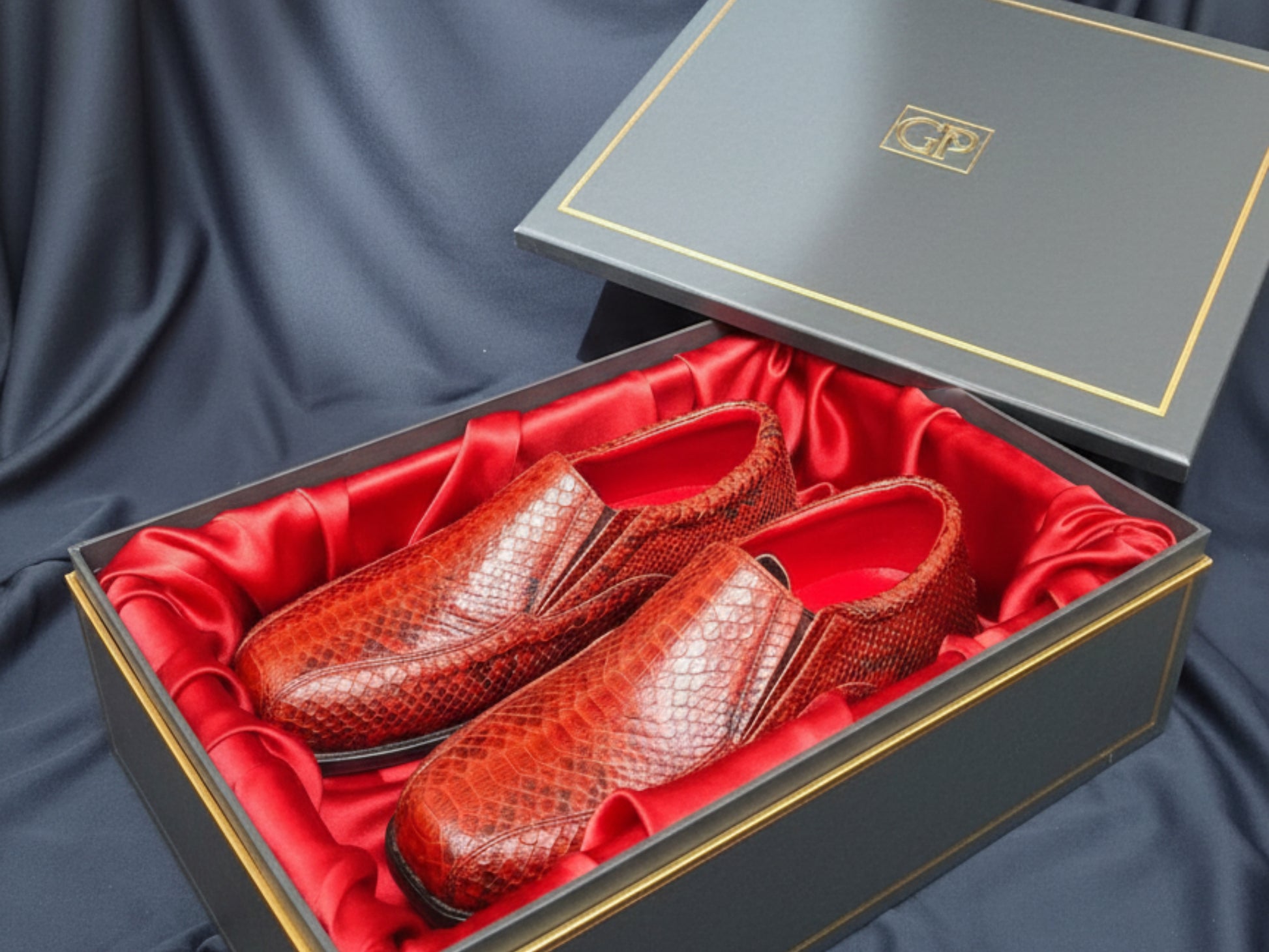 Terra Cotta Genuine Python Snakeskin Men’s Oxford Shoes