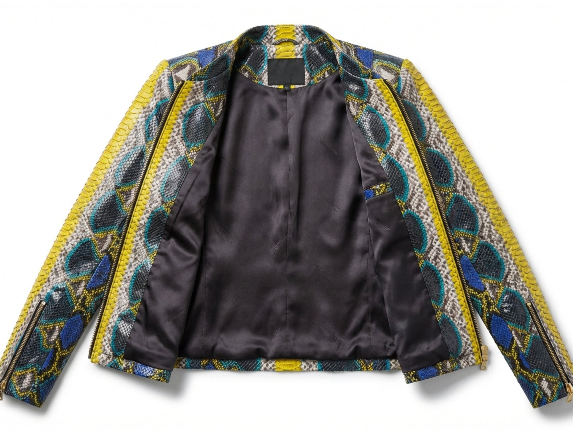 Multicolor Exotic Yellow Python Snakeskin Jacket