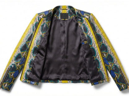 Multicolor Exotic Yellow Python Snakeskin Jacket