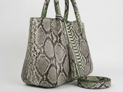 Natural Gray Python Snakeskin Tote Leather Bag