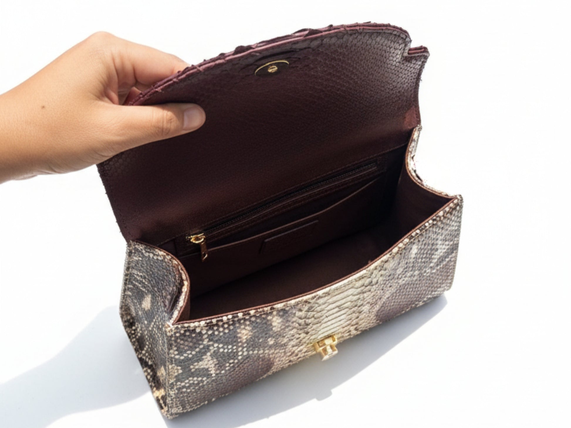 Brown Genuine Python Snakeskin Satchel Bag for Women: Exotic Leather Handbag