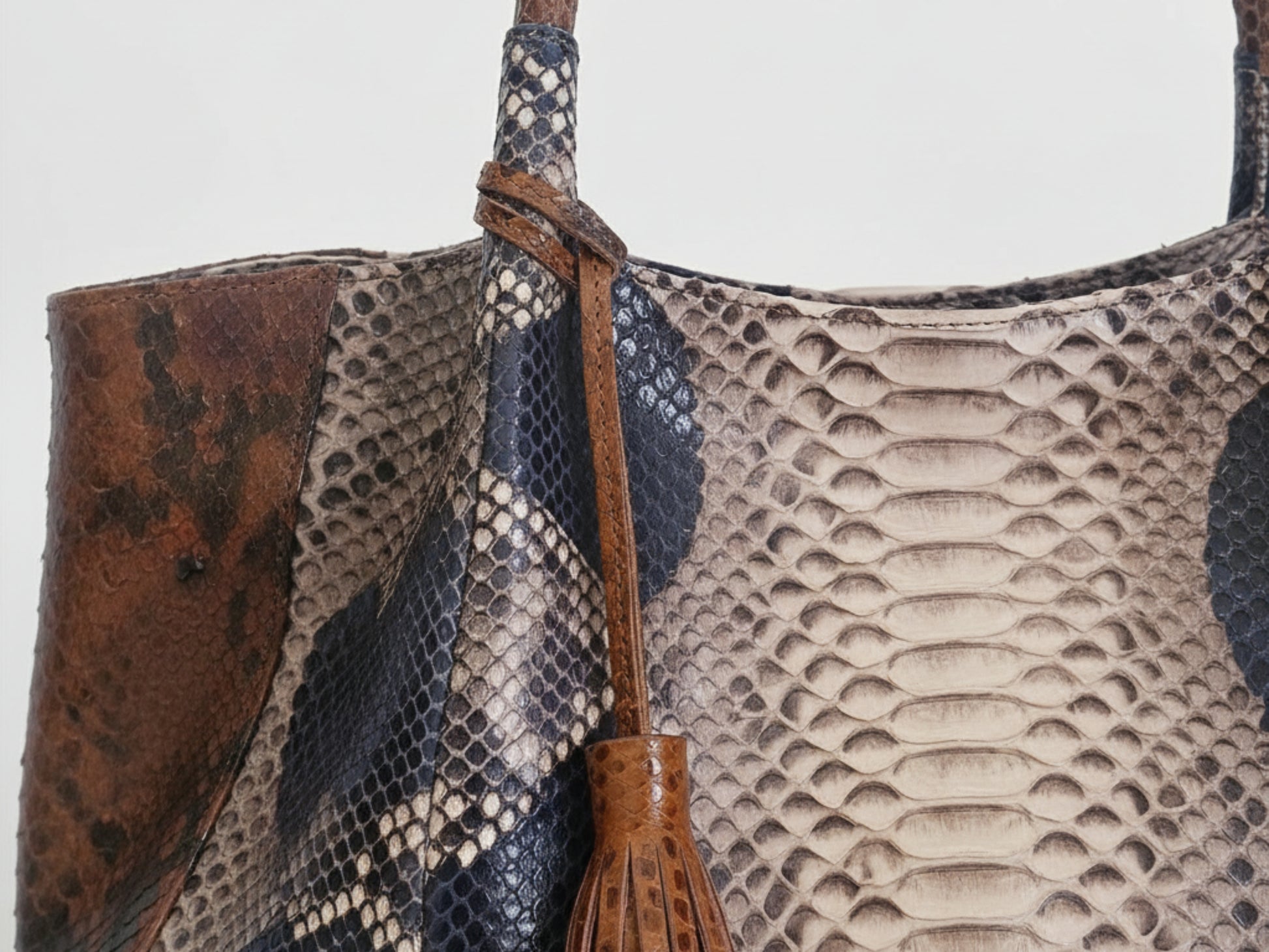 Brown Python Snakeskin Tote Bag