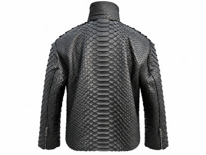 Genuine Python Snakeskin Motorcycle Jacket | Black King Scales