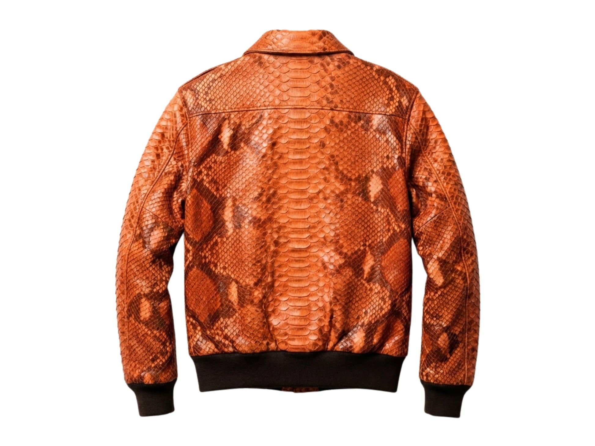 Flame Orange Python Snakeskin Bomber Jacket