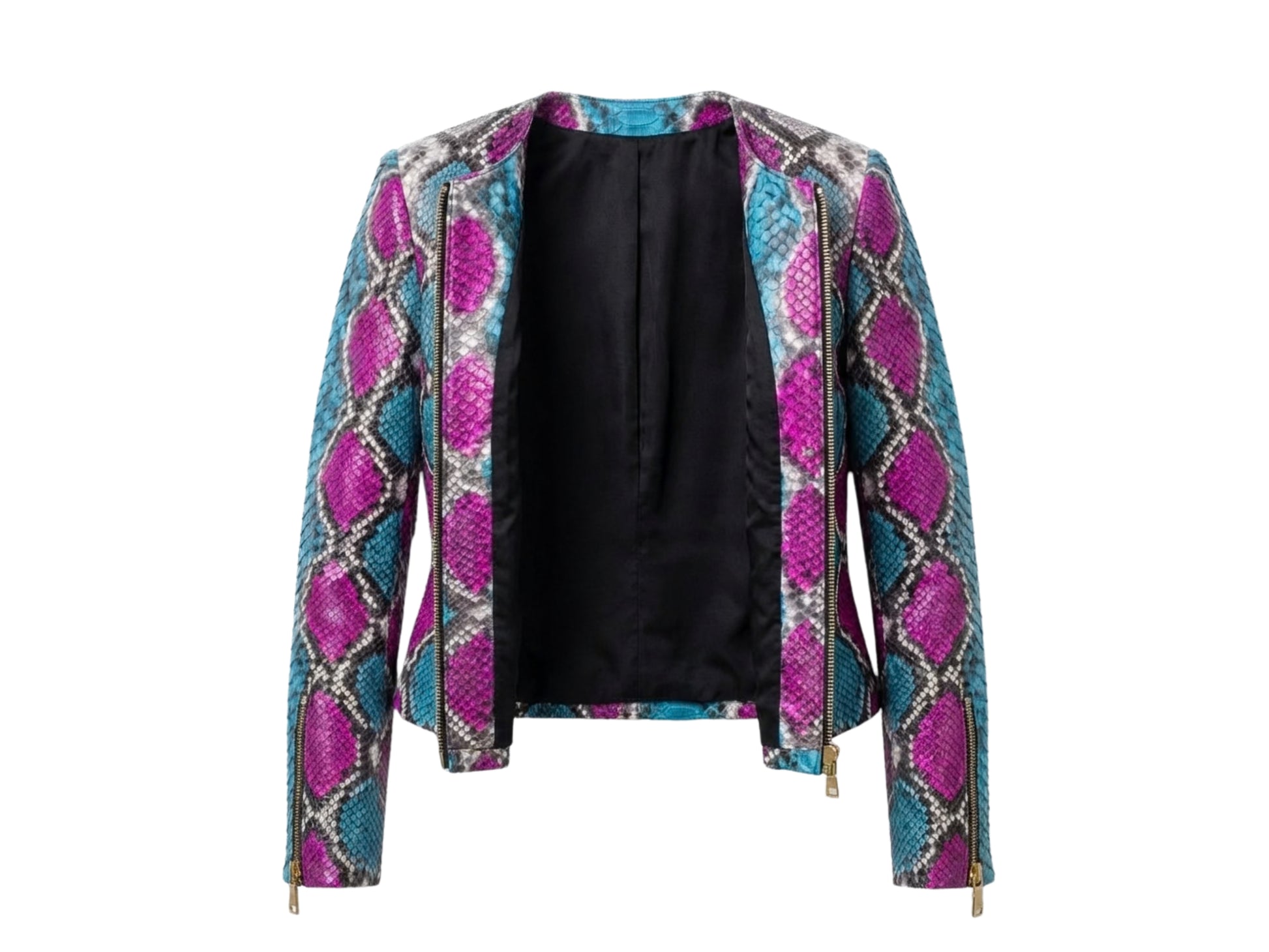 Turquoise Magenta Python Snakeskin Jacket