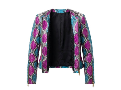 Turquoise Magenta Python Snakeskin Jacket