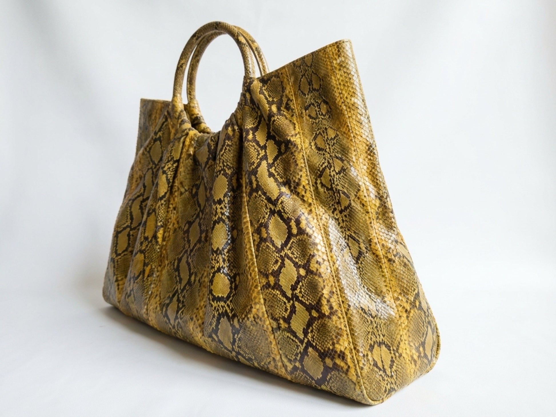 Yellow Snakeskin Tote Bag – Large Shoulder Purse