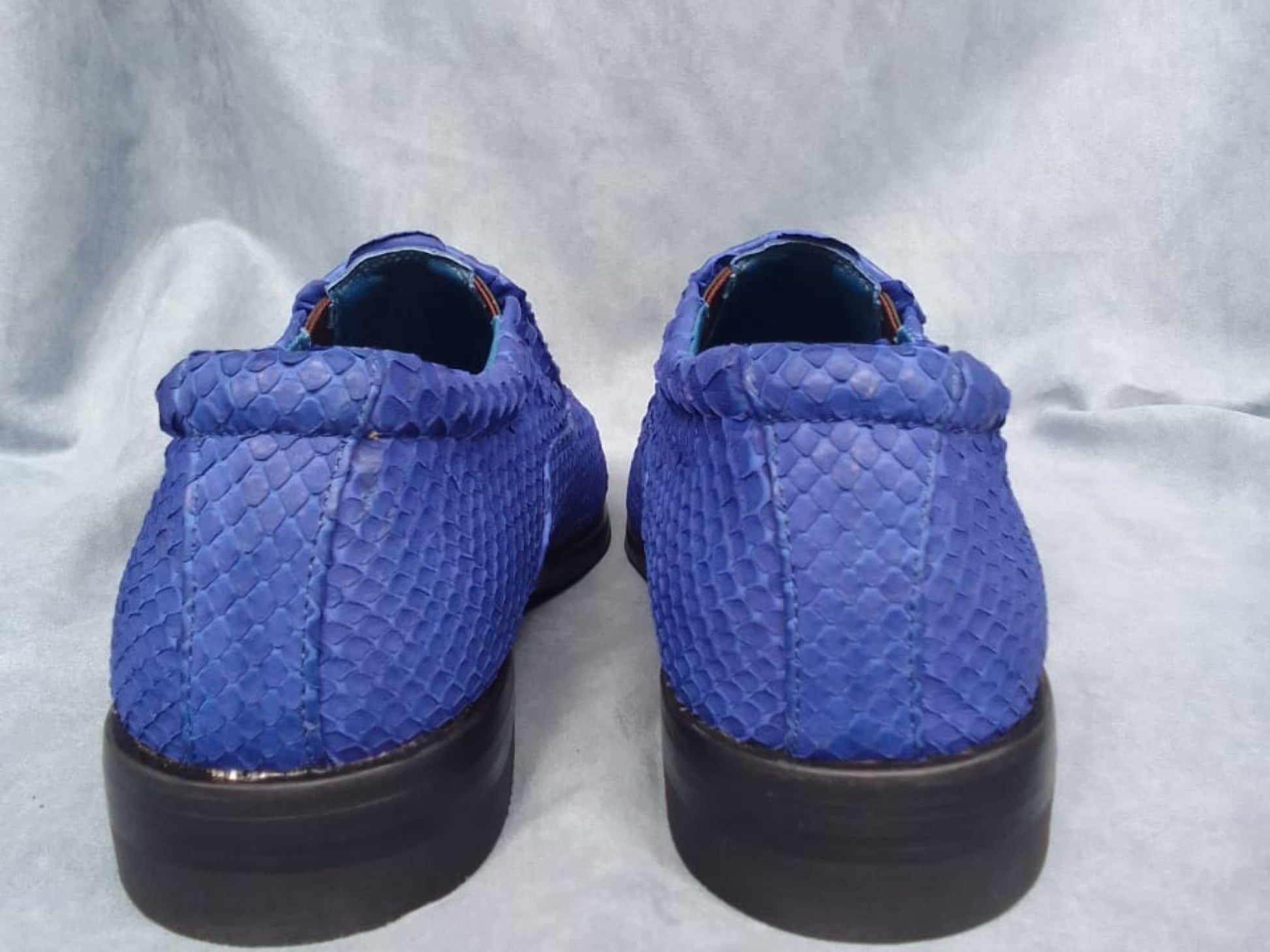 Blue Python Snakeskin Oxford Shoes: Handmade Exotic Leather Dress Shoes for Men