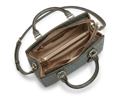 Brown Python Snakeskin Tote Satchel