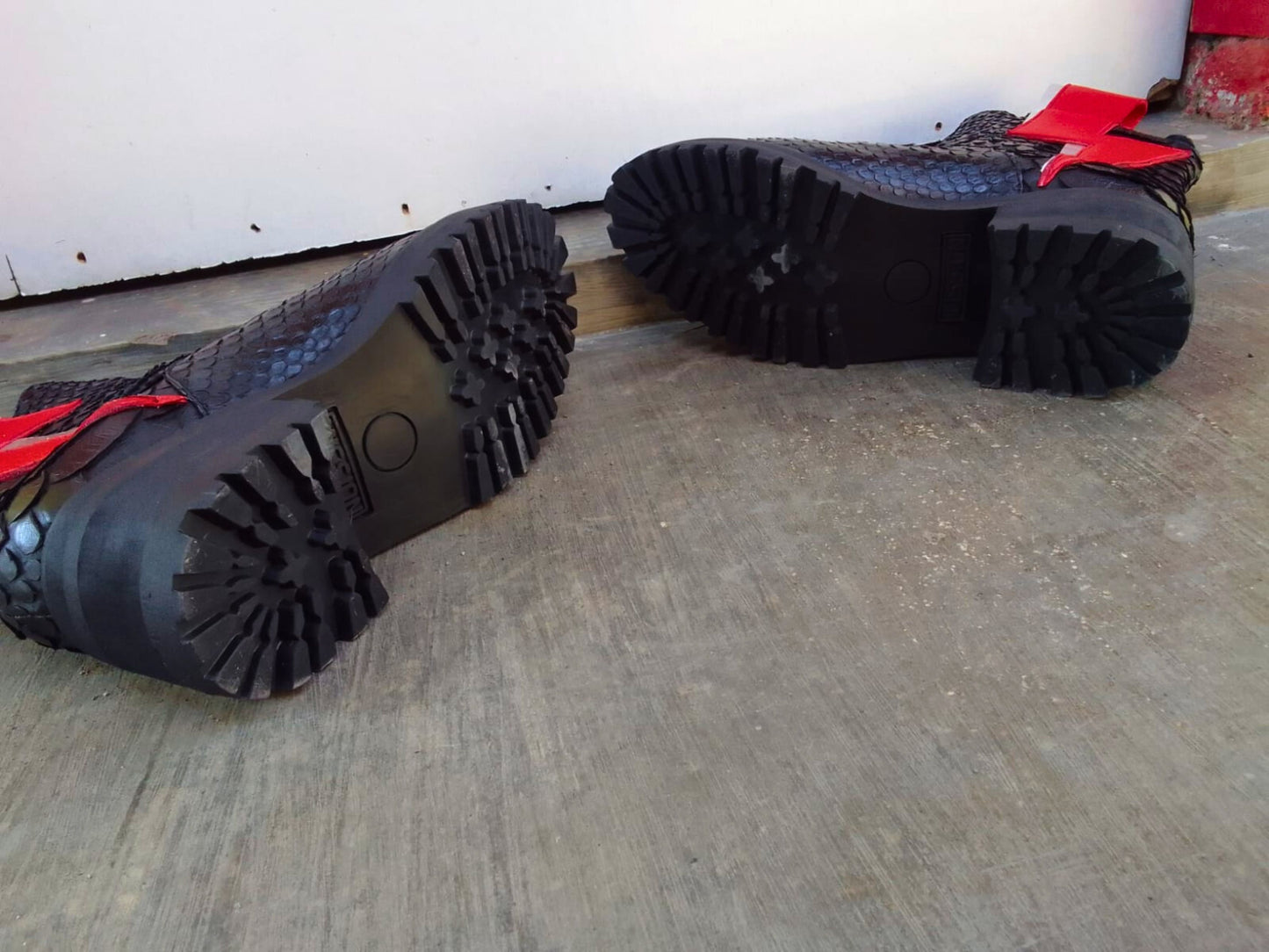Genuine Python Snakeskin Boots with Red Lightning Bolt