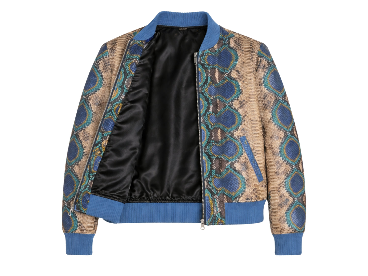 Multi Color Python Snakeskin Bomber Jacket