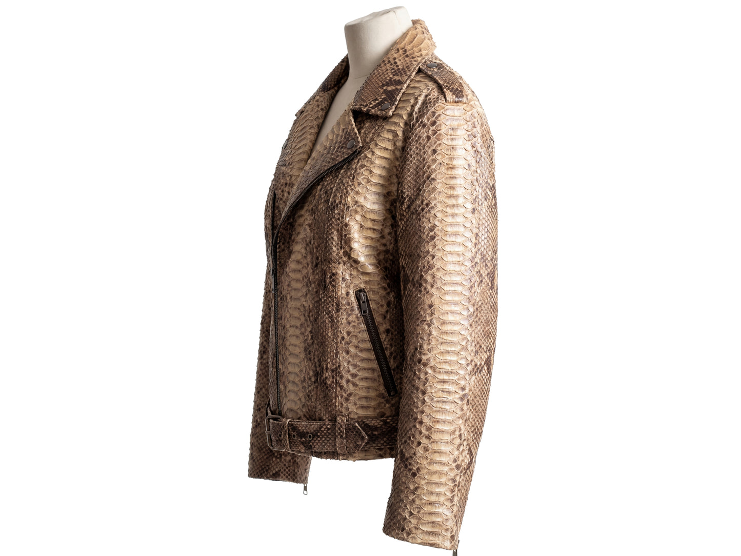 Genuine Python Snakeskin Biker Jacket for Men | Handmade Brown Exotic Leather Motorcycle Jacket