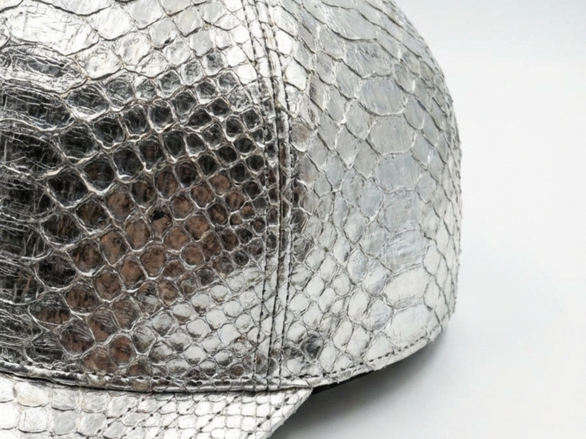 Metallic Silver & Gold Genuine Python Snakeskin Hat