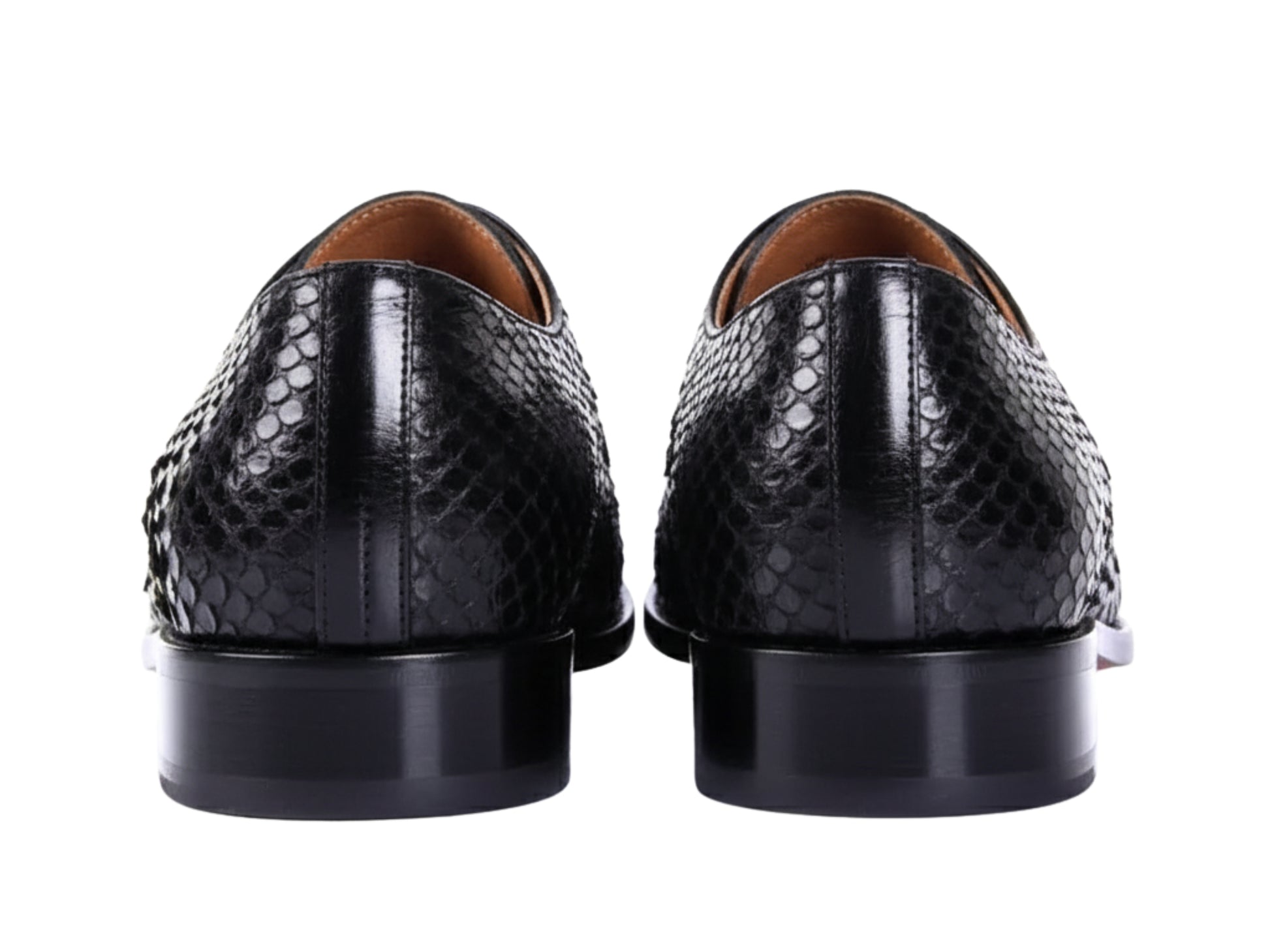 Genuine Black Python Snakeskin Oxford Shoes for Men: Handmade Exotic Leather Dress Shoes