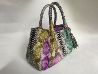 Luxury Multicolor Python Snakeskin Women Tote