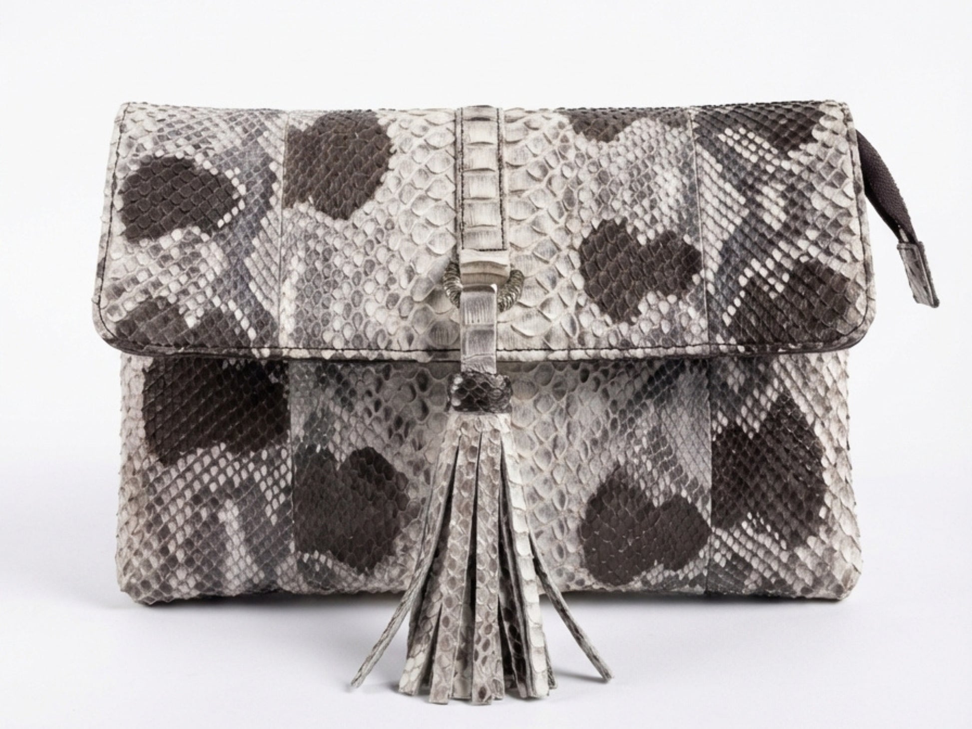 Genuine Python Snakeskin Tassel Clutch