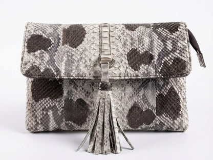 Genuine Python Snakeskin Tassel Clutch