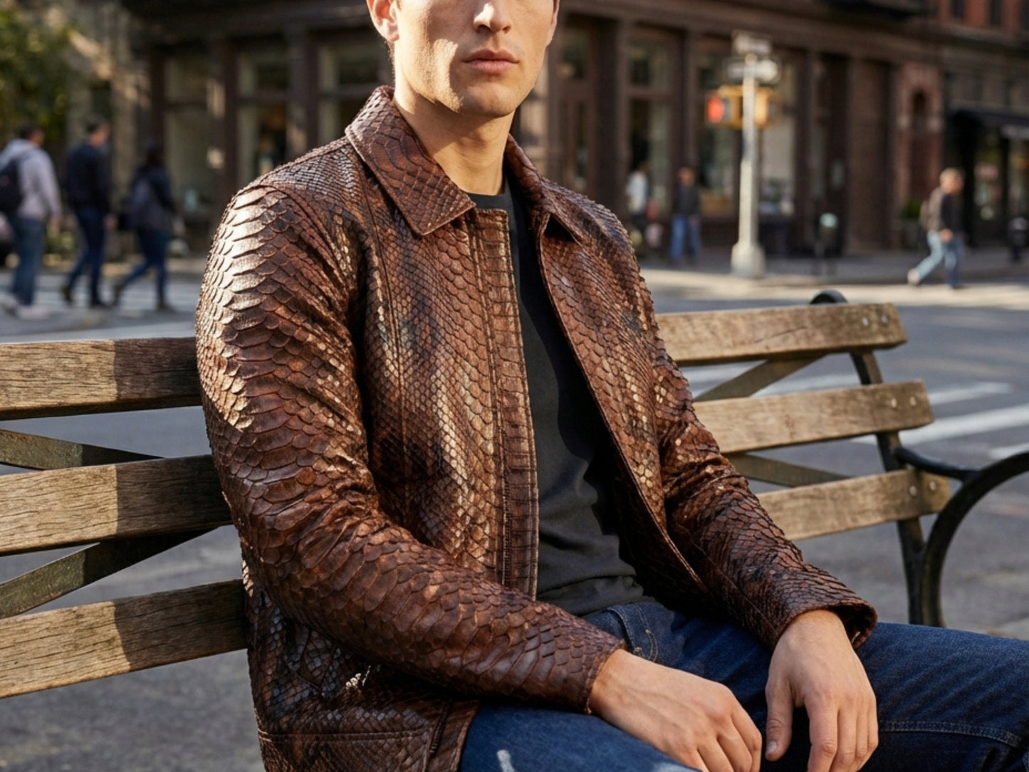 Brown Exotic Python Snakeskin Jacket