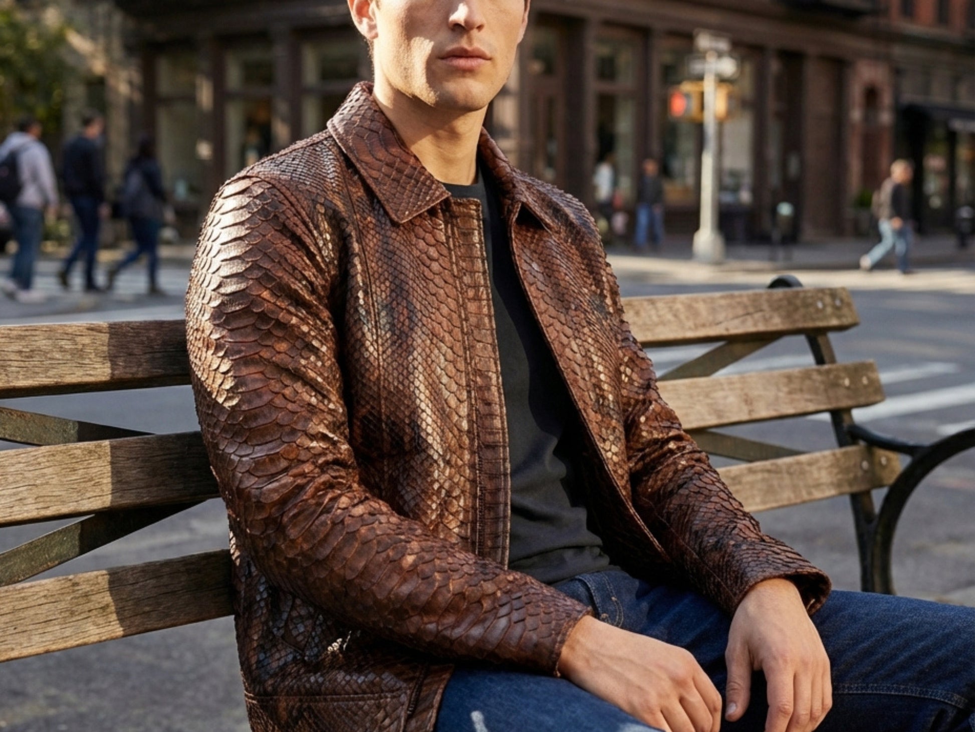 Brown Exotic Python Snakeskin Jacket