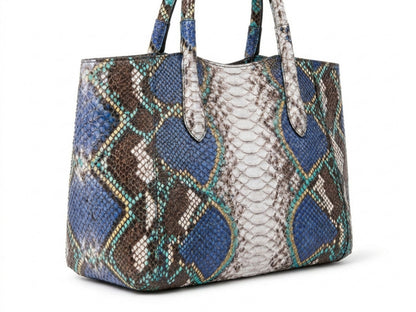 Majestic Blue Python Snakeskin Tote Leather Bag