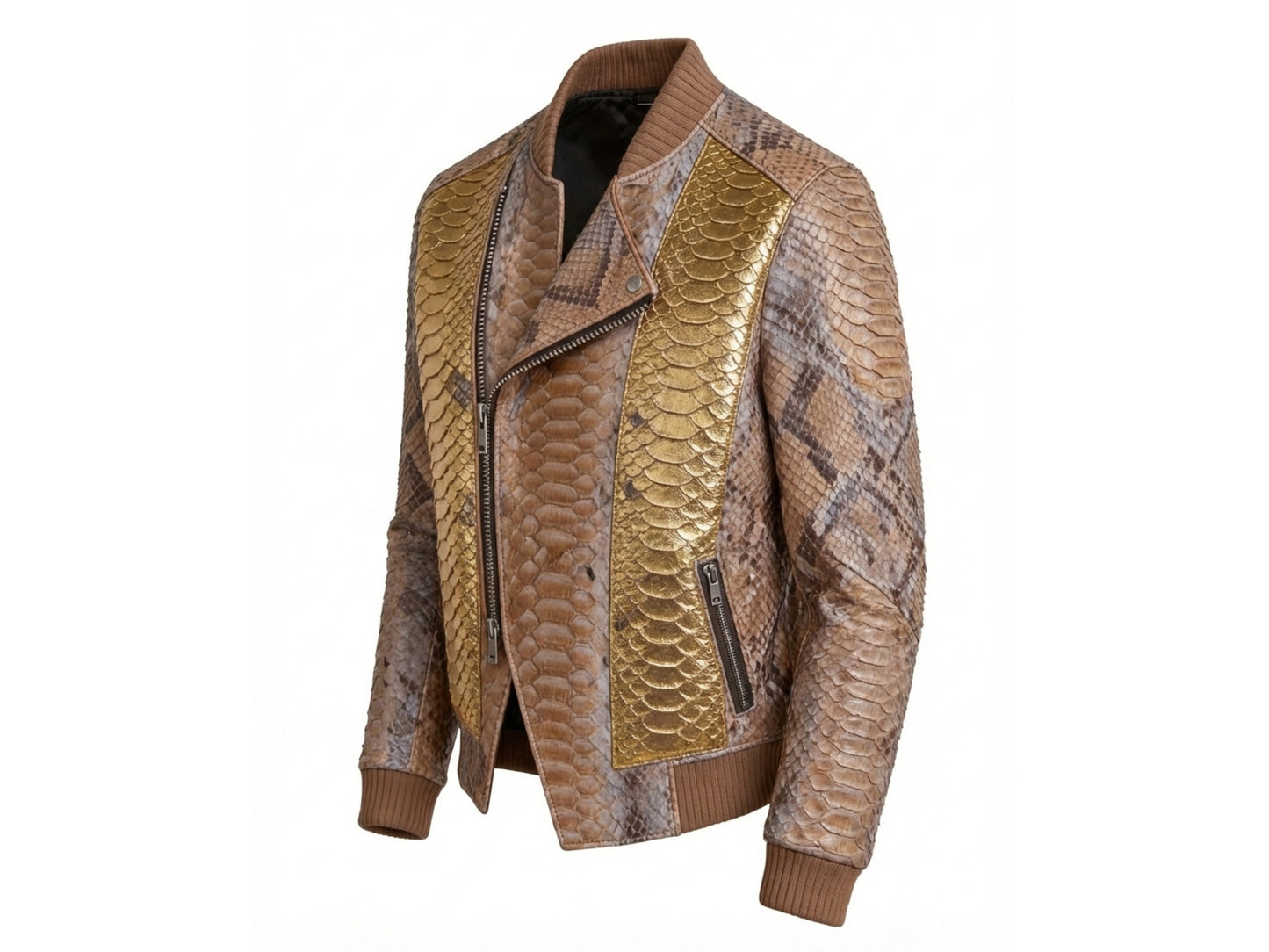 Gold Python Snakeskin Biker Jacket
