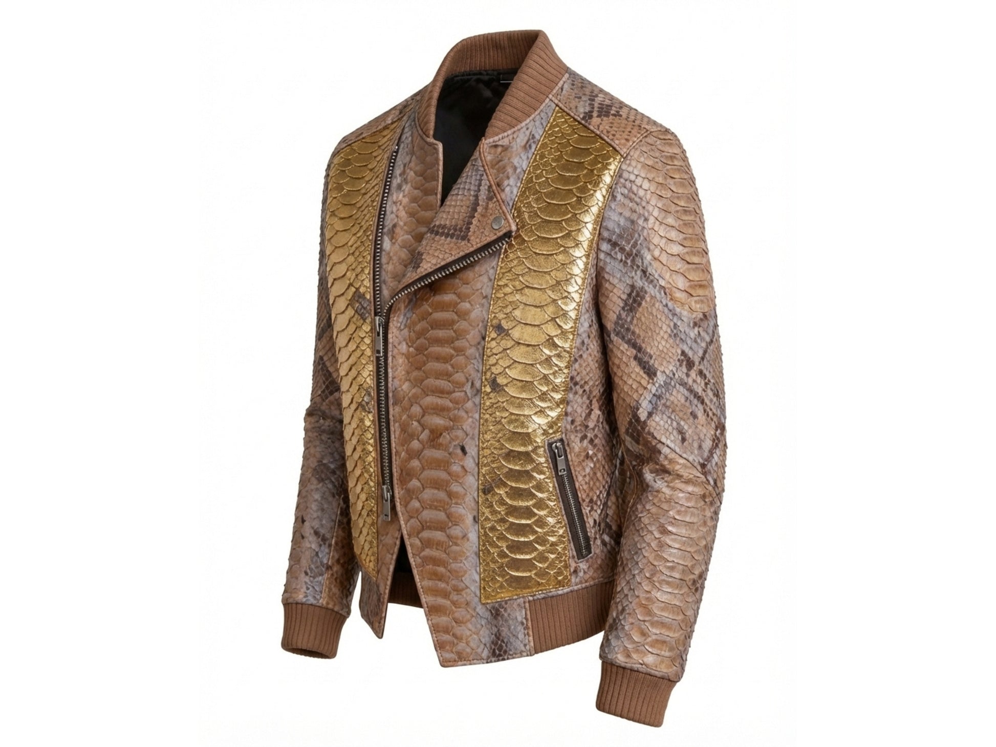 Gold Python Snakeskin Biker Jacket