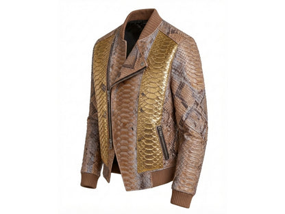 Gold Python Snakeskin Biker Jacket
