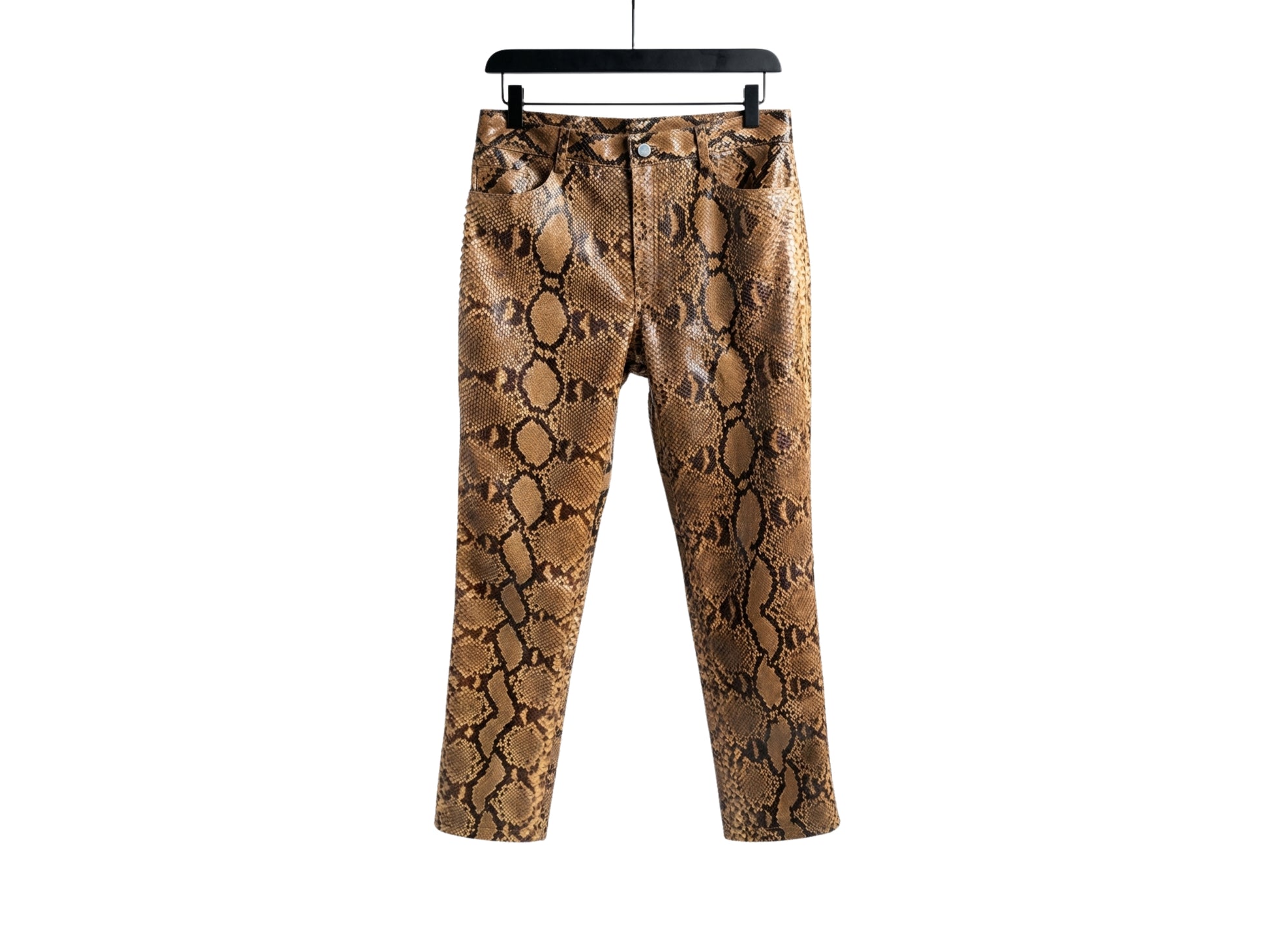 Genuine Python Snakeskin Suit Set | Brown Leather Blazer & Pants
