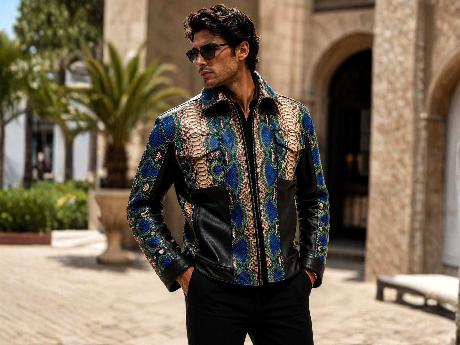 Multi Color Python Snakeskin Jacket